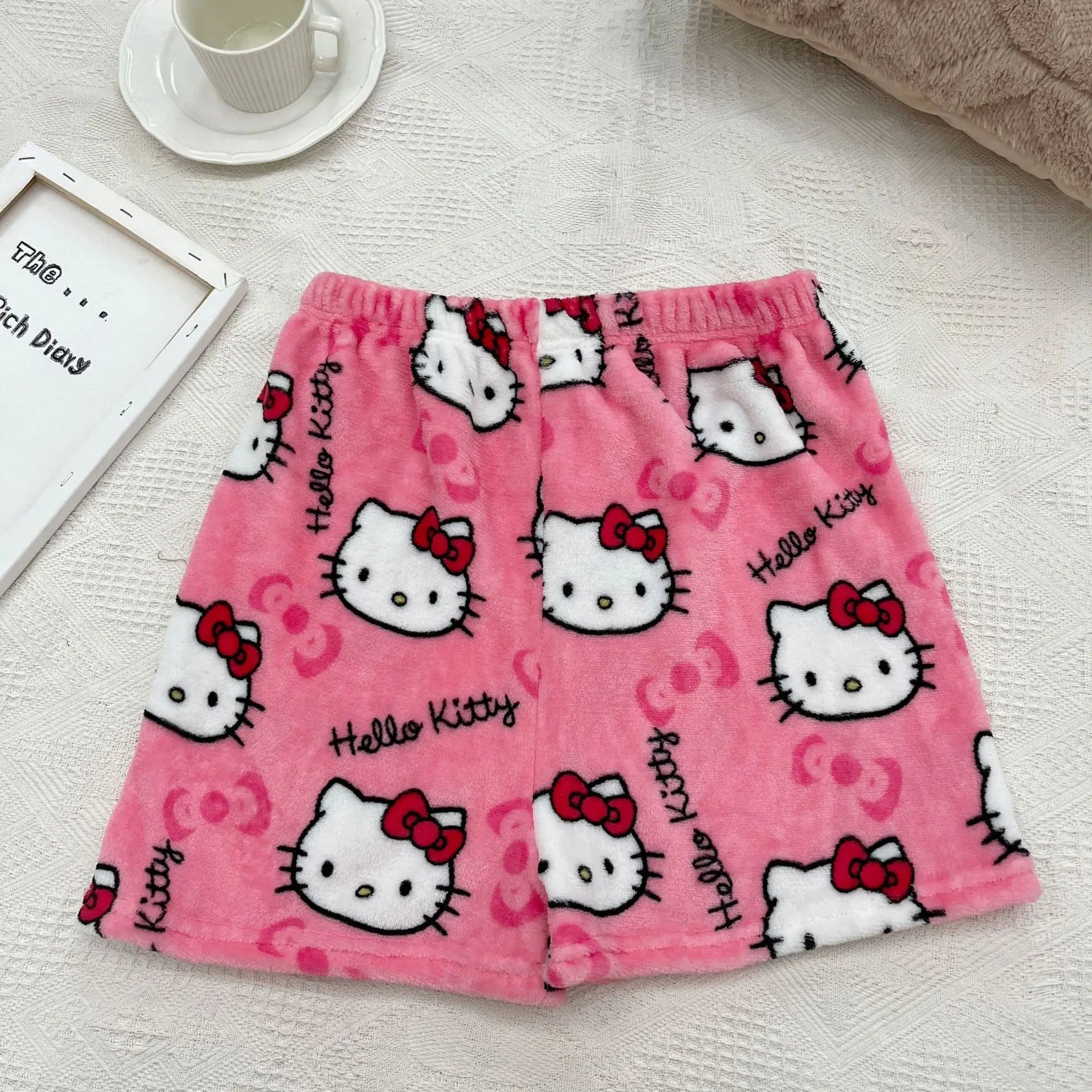 Sanrio Hello Kitty Y2K Women'S Pajama Shorts Summer Home Casual Shorts Loose Printed Plush Shorts Gift