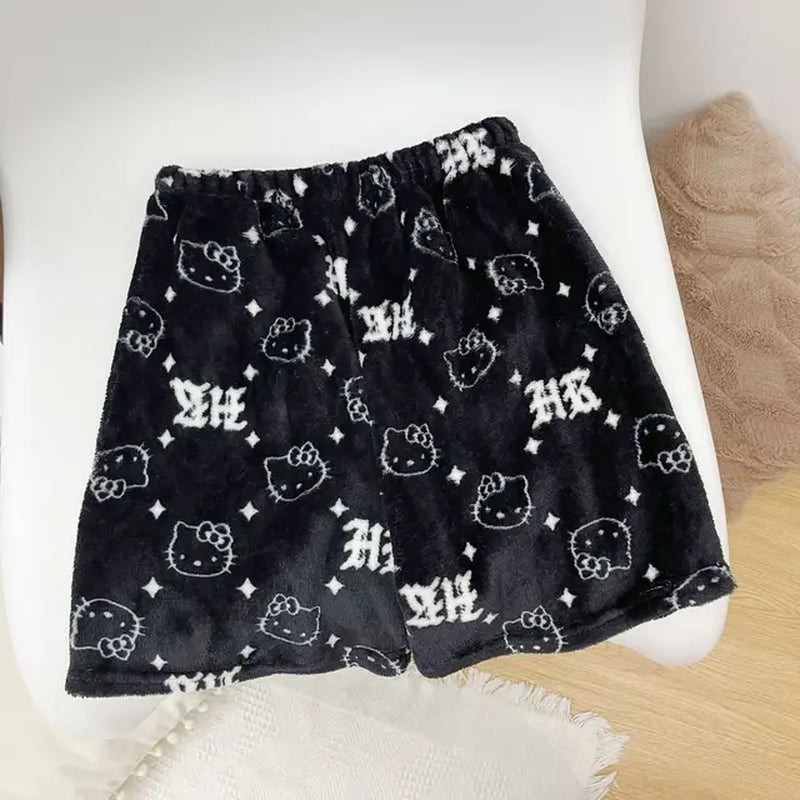 Sanrio Hello Kitty Y2K Women'S Pajama Shorts Summer Home Casual Shorts Loose Printed Plush Shorts Gift