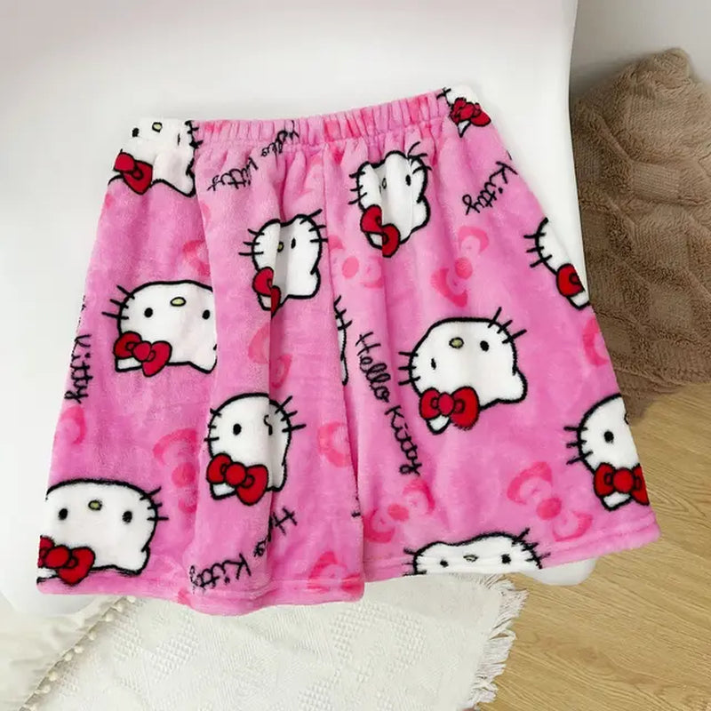 Sanrio Hello Kitty Y2K Women'S Pajama Shorts Summer Home Casual Shorts Loose Printed Plush Shorts Gift