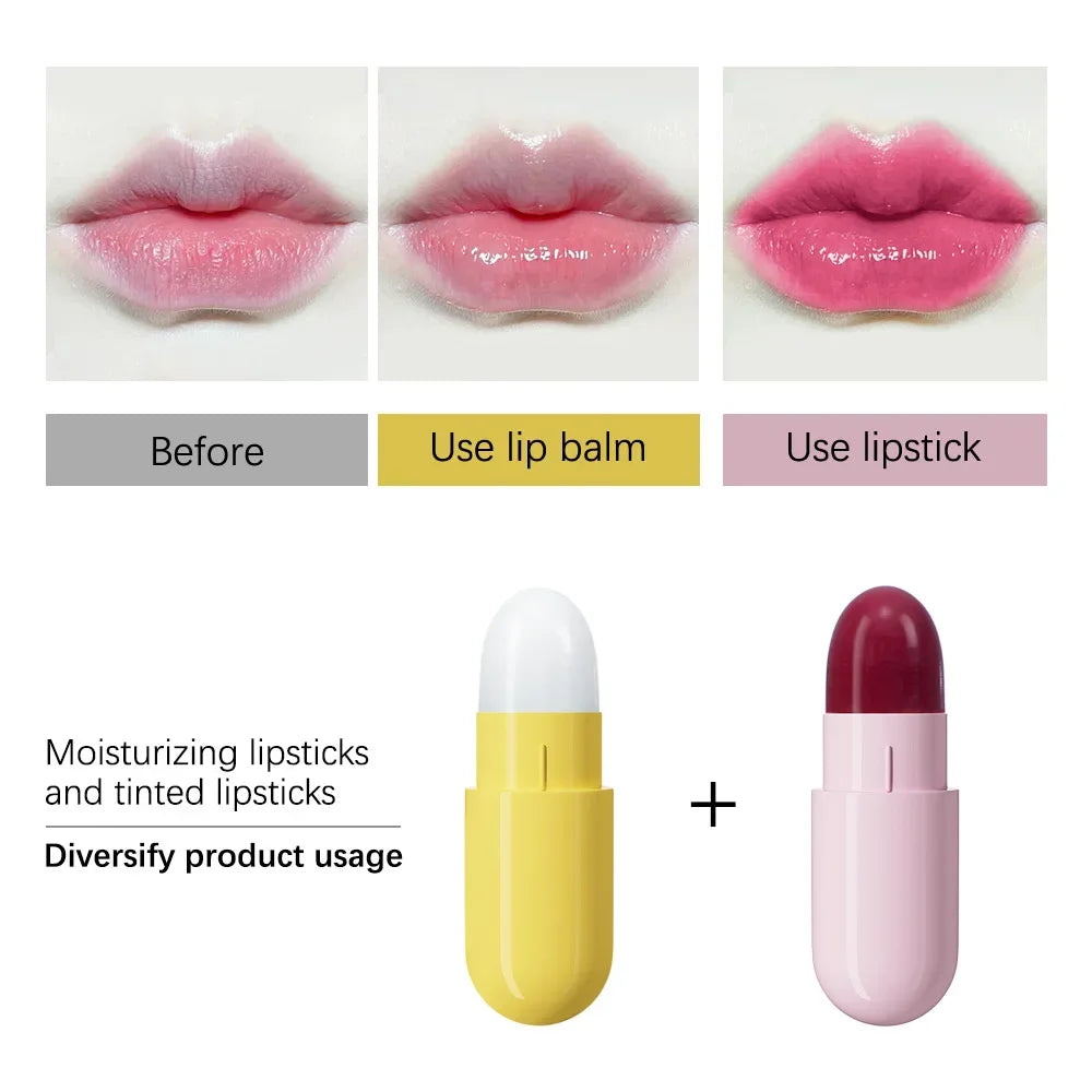 New Mini 12-Color Capsule Lipstick Set Waterproof Non-Stick Cup Carry Pill Lipstick Novelty Lips Makeup DIY Lipstick for Women