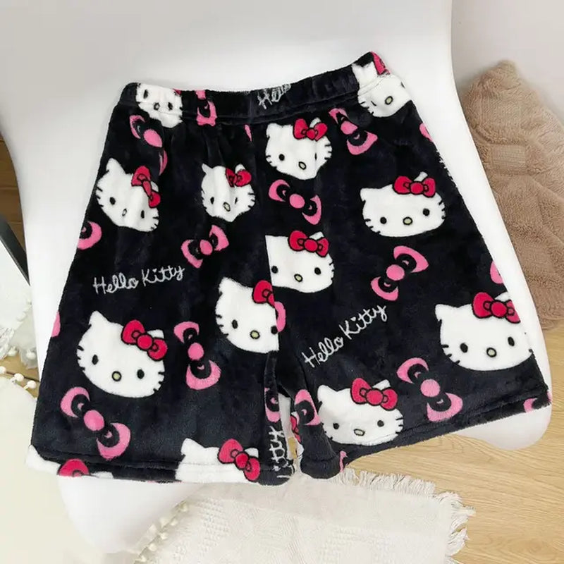 Sanrio Hello Kitty Y2K Women'S Pajama Shorts Summer Home Casual Shorts Loose Printed Plush Shorts Gift