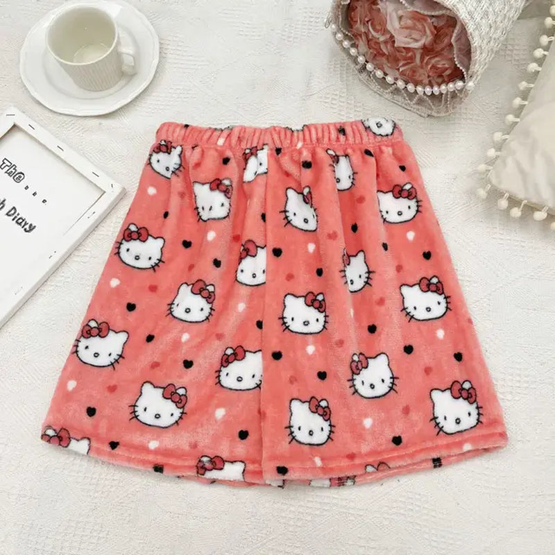 Sanrio Hello Kitty Y2K Women'S Pajama Shorts Summer Home Casual Shorts Loose Printed Plush Shorts Gift